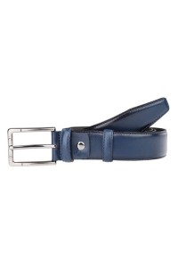 Navy Blue Stitched Men's Leather Belt