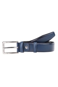 Navy Blue Stitched Men's Leather Belt