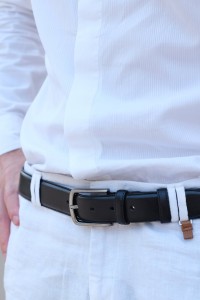Black Stitched Men's Leather Belt