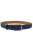 Patterned Genuine Classic Leather Belt Navy Blue