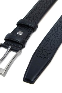 Patterned Genuine Classic Leather Belt Black